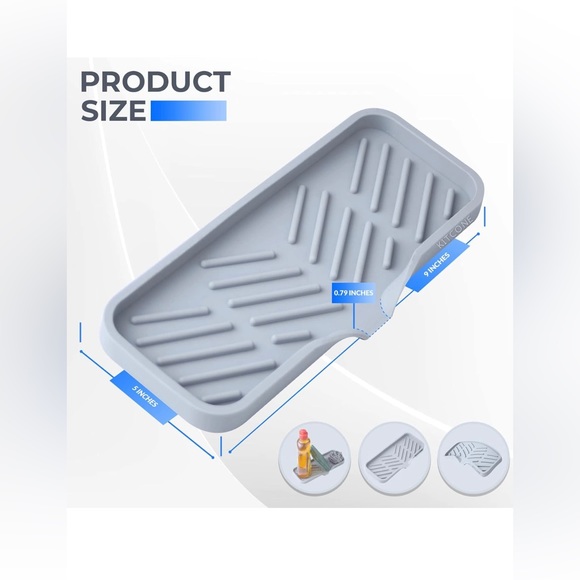 New! Unused! Silicone Sponge Holder for Kitchen Sink, 45 Degree Groove Drains Si - Picture 3 of 7